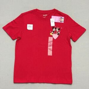 Old Navy x Disney Mickey Mouse & Minnie Mouse T-Shirt Red Valentines Day Girls M